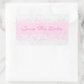 Elegant roze en witte Floral Lace Rechthoekige Sticker (Tas)