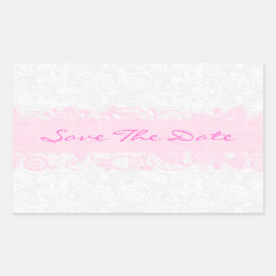 Elegant roze en witte Floral Lace Rechthoekige Sticker