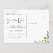 Elegant Roze en Witte Floral sparen de Datum Aankondigingskaart (Achterkant)