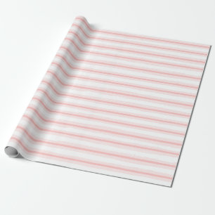 Elegant roze en witte horizontale strepen patroon cadeaupapier