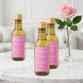 Elegant roze en witte mini-huwelijkslabels wijn etiket