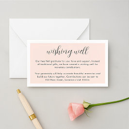 Elegant roze en witte, roomachtige koorddouche informatiekaartje