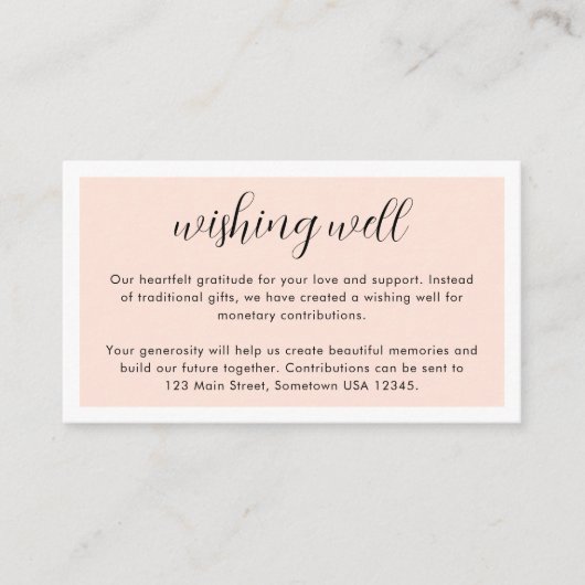 Elegant roze en witte, roomachtige koorddouche informatiekaartje (Voorkant)