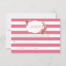 Elegant roze en witte strepen met Bouquet-RSVP RSVP Kaartje