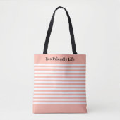 Elegant roze en witte strips tas (Voorkant)