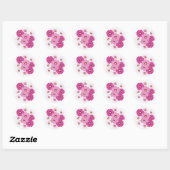 Elegant roze en witte ventilator ronde sticker (Vel)