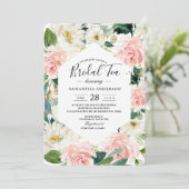Elegant roze en witte Waterverf Floral Lijst Kaart (Staand voorkant)