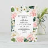 Elegant roze en witte Waterverf Floral Lijst Kaart (Staand voorkant)