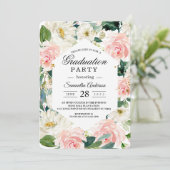 Elegant roze en witte Waterverf Floral Lijst Kaart (Staand voorkant)