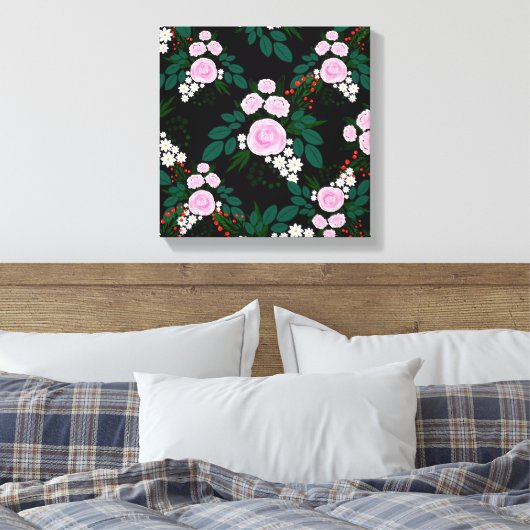 Elegant roze en witte waterverf Verf Canvas Afdruk (Insitu (Slaapkamer))