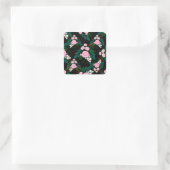 Elegant roze en witte waterverf Verf Vierkante Sticker (Tas)