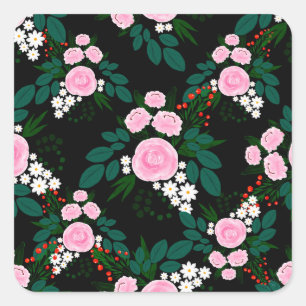 Elegant roze en witte waterverf Verf Vierkante Sticker