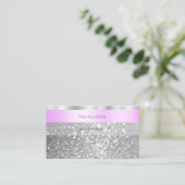 Elegant Roze en Zilver Sparking Glitter Shimmery Visitekaartje (Staand voorkant)