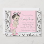 Elegant roze en zilveren Baby shower Kaart (Voorkant)