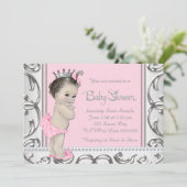 Elegant roze en zilveren Baby shower Kaart (Staand voorkant)