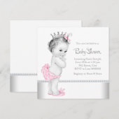 Elegant roze en zilveren Baby shower Kaart (Voorkant / Achterkant)