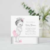Elegant roze en zilveren Baby shower Kaart (Staand voorkant)