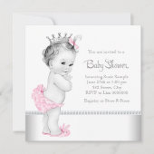 Elegant roze en zilveren Baby shower Kaart (Voorkant)