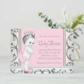 Elegant roze en zilveren Baby shower Kaart (Staand voorkant)