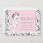 Elegant roze en zilveren Baby shower Kaart (Voorkant)