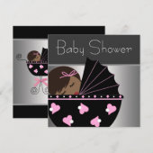 Elegant roze en zwart Baby shower Kaart (Voorkant / Achterkant)