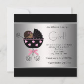 Elegant roze en zwart Baby shower Kaart (Achterkant)