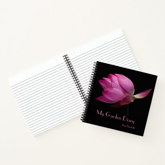 Elegant roze en zwart botanisch Notitieboek (Binnen)