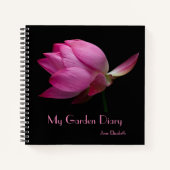 Elegant roze en zwart botanisch Notitieboek (Voorkant)
