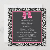 Elegant roze en zwart Damask Baby shower Kaart (Achterkant)