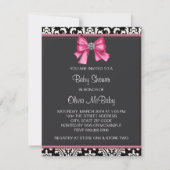Elegant roze en zwart Damask Baby shower Kaart (Achterkant)