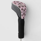 Elegant roze en zwart kant in  look, custom golfheadcover (Schuin)