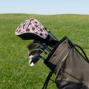 Elegant roze en zwart kant in look, custom golfheadcover