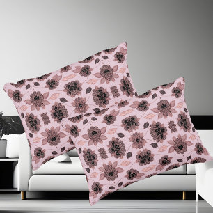 Elegant roze en zwart kant in  stijl accent kussen