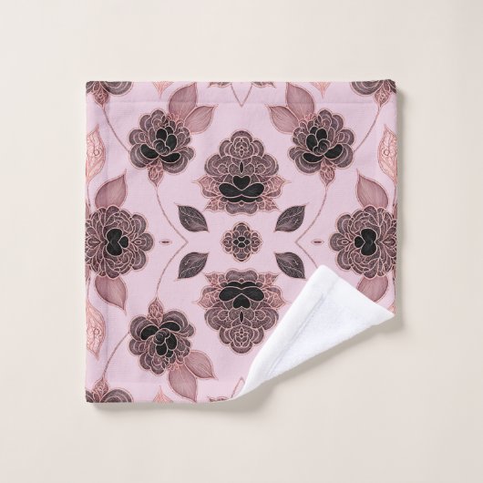 Elegant roze en zwart kant in  stijl bad handdoek (Wasdoekje)
