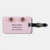 Elegant roze en zwart kant in stijl, bagagelabel (Achterkant horizontaal)