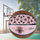 Elegant roze en zwart kant in  stijl, basketbal