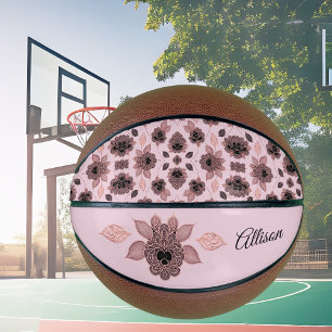 Elegant roze en zwart kant in  stijl, basketbal