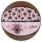 Elegant roze en zwart kant in  stijl, basketbal (Voorkant)