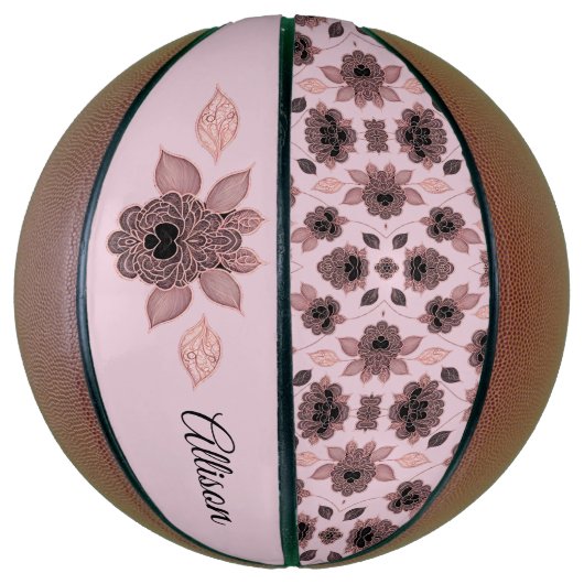 Elegant roze en zwart kant in  stijl, basketbal (Verticaal)