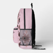 Elegant roze en zwart kant in  stijl bedrukte rugzak (Rechts)