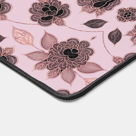 Elegant roze en zwart kant in  stijl, bureaumat (Hoek)