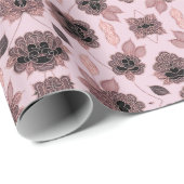 Elegant roze en zwart kant in stijl cadeaupapier (Rol Hoek)