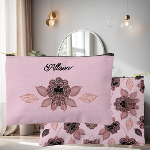 Elegant roze en zwart kant in  stijl etui