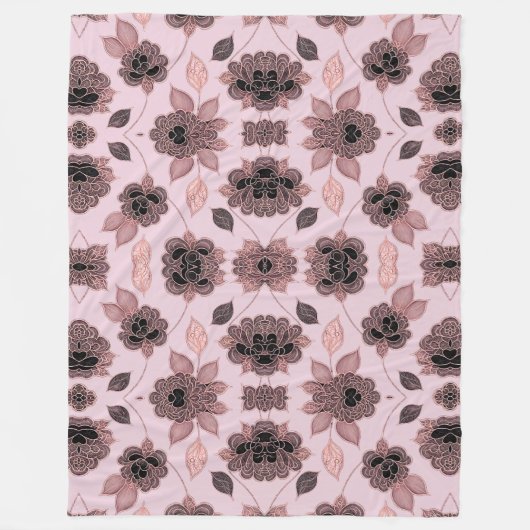 Elegant roze en zwart kant in stijl fleece deken (Voorkant)