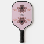 Elegant roze en zwart kant in  stijl, pickleball paddle (Achterkant)