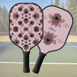 Elegant roze en zwart kant in  stijl, pickleball paddle