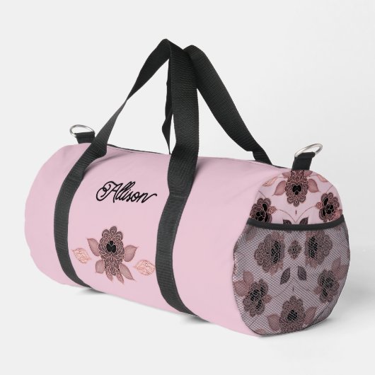 Elegant roze en zwart kant in stijl plunjezak (Rechterhoek)