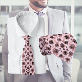 Elegant roze en zwart kant in  stijl, stropdas