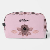 Elegant roze en zwart kant in  stijl toilettasje (Voorkant)