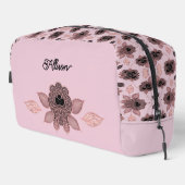 Elegant roze en zwart kant in  stijl toilettasje (Rechterhoek)